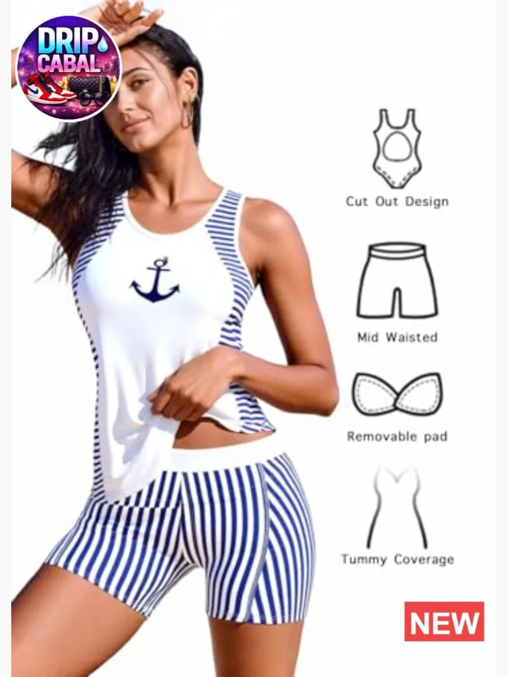 Cut Out Tankini Set with Boyshorts for Women High Stretch